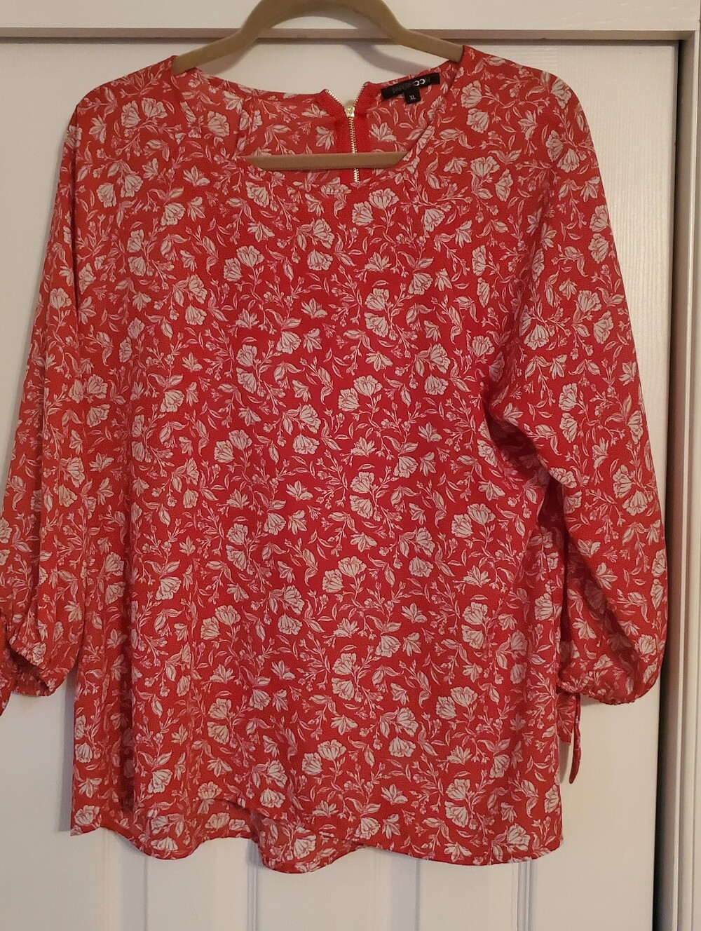 Papermoon Coral Red Floral 3/4 Sleeve Tunic